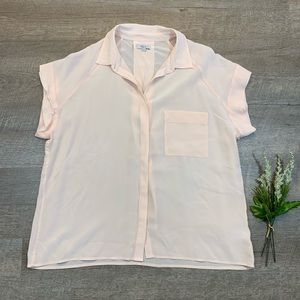 Rails Silk Top Blush Pink Button Down Chase Blouse